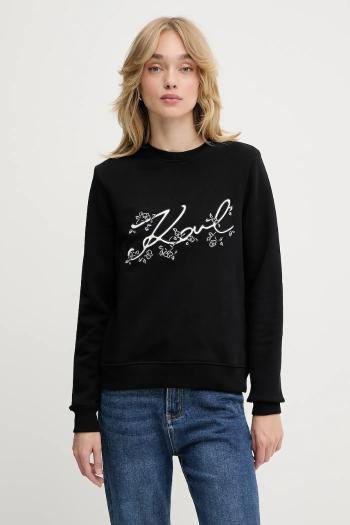 Mikina Karl Lagerfeld čierna farba, s nášivkou, A3W20010