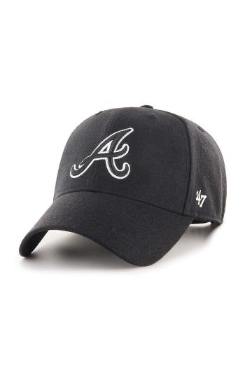 Čepice 47brand MLB Atlanta Braves černá barva, s aplikací, B-MVPSP01WBP-BK