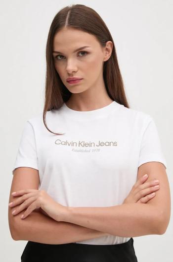 Bavlněné tričko Calvin Klein Jeans bílá barva, J20J224914