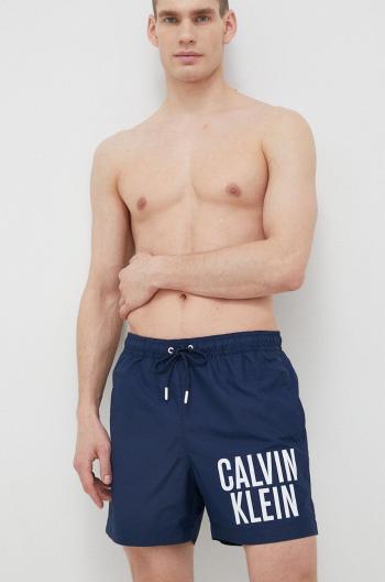 Plavkové šortky Calvin Klein tmavomodrá barva