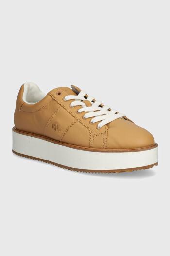 Kožené sneakers boty Lauren Ralph Lauren Amelia béžová barva, 802943023001