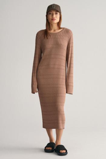 ŠATY GANT TEXTURED KNIT DRESS ROASTED WALNUT