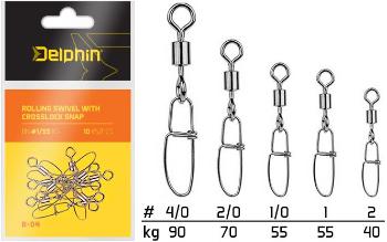 Karabiner Delphin gördülő forgókeret Crosslock Snap Méret 2 40 kg 10 db