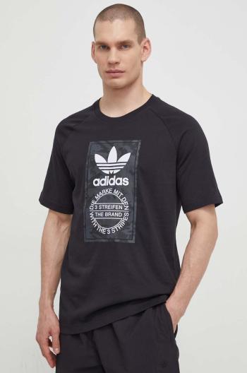 Bavlněné tričko adidas Originals černá barva, s potiskem, IS0236