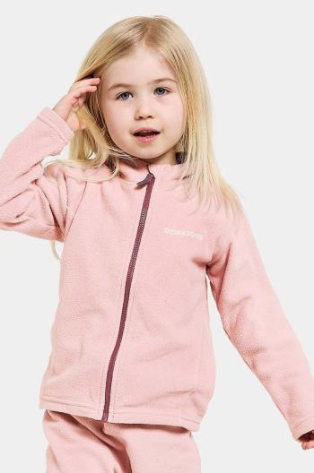 Dětská mikina Didriksons MONTE KIDS FULLZIP růžová barva, hladká