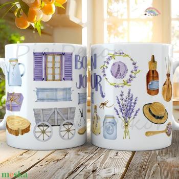 Provance. Mediterrán hangulatú bögre. Levendulás ajándék.