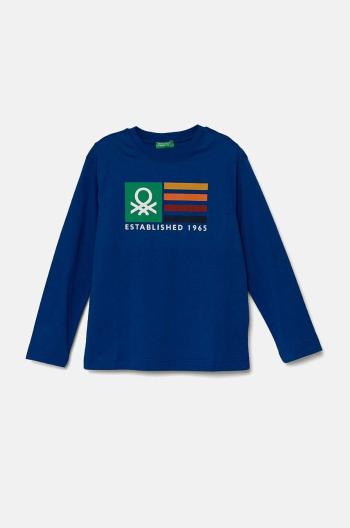 Dětské bavlněné tričko s dlouhým rukávem United Colors of Benetton s potiskem, 3I1XC10JN