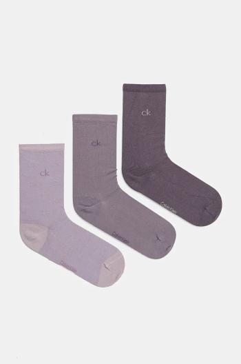 Ponožky Calvin Klein 4-pack dámské, fialová barva, 701229441