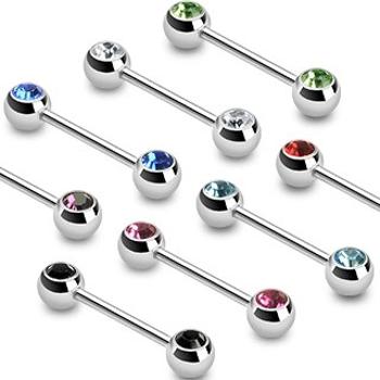 Piercing do jazyka s dvomi zirkónmi - Farba zirkónu: Číra - C