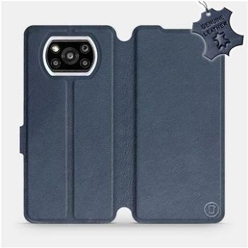 Kožené flip pouzdro na mobil Xiaomi Poco X3 Pro - Modré -  Blue Leather (5903516704750)