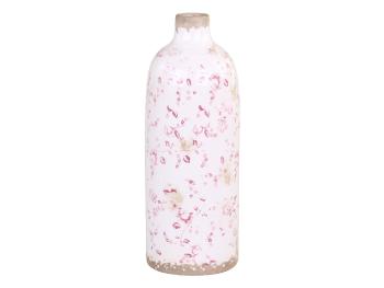 Keramická dekorační váza s růžovými kvítky Floral Cannes - Ø 11*31cm 65519-19