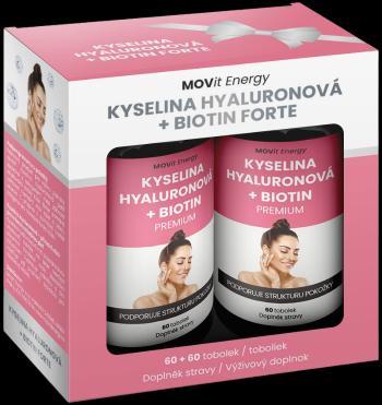 MOVIT ENERGY Beauty Kyselina hyalurónová + Biotín Forte Darčekové balenie 2 x 60 kapsúl