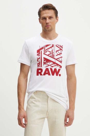 Bavlněné tričko G-Star Raw bílá barva, s potiskem, D24685-C506