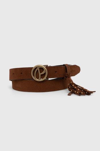 Semišový pásek Pepe Jeans ATHELEA BELT hnědá barva, PL020858