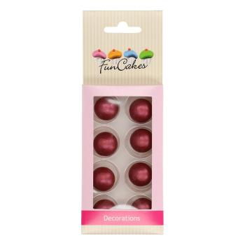 Cakesupplies Čokoládové kuličky Pearl Ruby - Metalické červené 8 ks