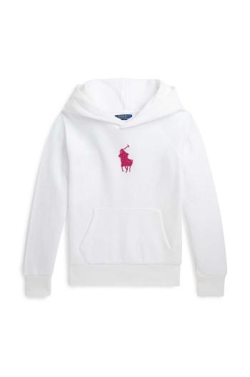 Dětská mikina Polo Ralph Lauren bílá barva, s kapucí, s aplikací