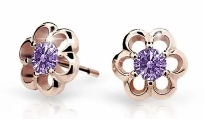 Cutie Jewellery Dětské náušnice z růžového zlata C1947-30-X-4 fialová