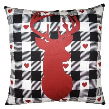 Bílo-červený povlak na polštář s jelenem White&Red Deer - 45*45 cm KT021.330