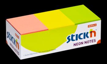 Samolepicí bločky v setu 38x51mm, 100 lístků, mix neon barev, 12 bločků v balení