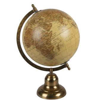 Žluto-hnědý dekorativní glóbus na kovovém podstavci Globe - 22*22*37 cm 64907