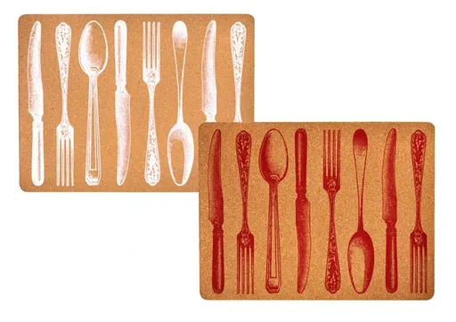 Korkové prostírání TORO 40x30x0,3cm příbory assort