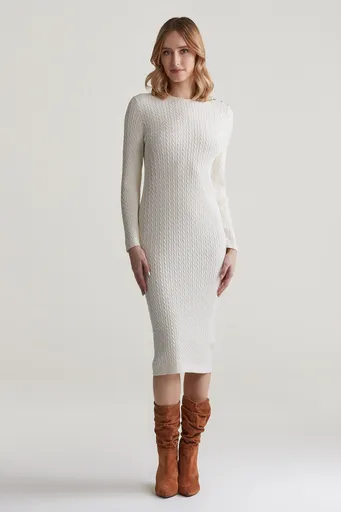 ŠATY GANT MINI CABLE KNIT DRESS CREAM