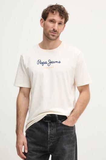 Bavlněné tričko Pepe Jeans Eggo béžová barva, s potiskem, PM508208