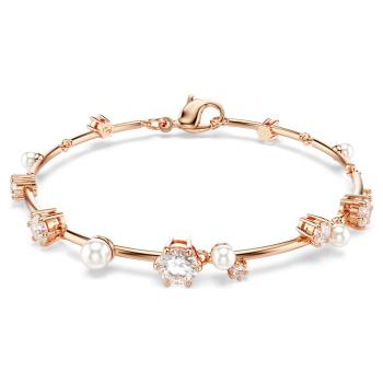 Swarovski Pozlacený náramek s krystaly a perličkami Constella 5729505