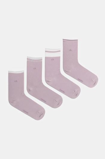 Ponožky Calvin Klein 4-pack dámské, fialová barva, 701229442