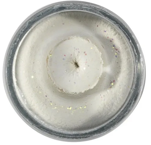 Berkley těsto na pstruhy natural glitter troutbait česnek - třpytivá bílá