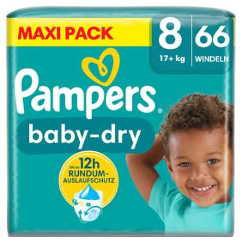 Pampers Plenky Baby-Dry, velikost 8, 17+kg, maxi balení (1 x 66 plenek)