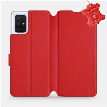 Flip pouzdro na mobil Samsung Galaxy A71 - Červené - kožené -   Red Leather (5903516147960)