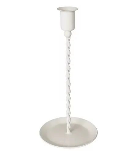 Krémový kovový kroucený svícen na úzkou svíčku Estelle M - Ø 10,5*22 cm Strömshaga