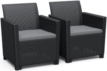 KETER Záhradné kreslá CLARA DUO 2 ks | grafit