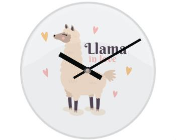 Hodiny skleněné Llama in love