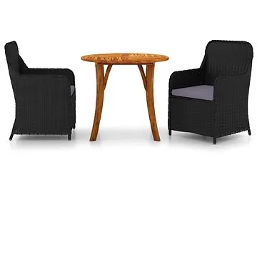 3dílný zahradní jídelní set černý, 3071778 (3071778)