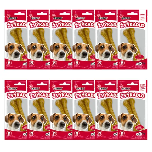 Akinu Kost z buvolí kůže přírodní pamlsek pro psy žvýkací 12 cm 12 ks