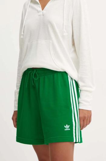 Kraťasy adidas Originals dámské, zelená barva, s aplikací, high waist, IY2157