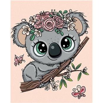 Diamondi - Diamantové malování - ROZTOMILÁ KOALA NA VĚTVI, 40x50 cm, Vypnuté plátno na rám (604168B)