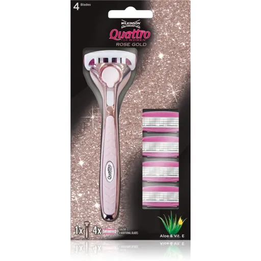 Wilkinson Sword Quattro for Women Rose Gold holicí strojek + náhradní hlavice 4 ks