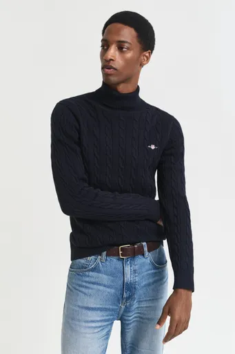 ROLÁK GANT COTTON CABLE TURTLE NECK EVENING BLUE
