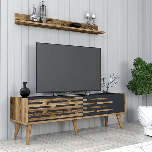 TV stěna / Sestava pod TV Valensiya 140 - Walnut, Anthracite