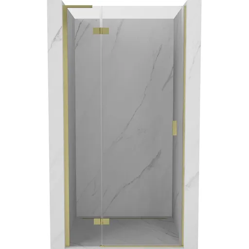 MEXEN/S Mist-H L sprchové dveře křídlové levé 120, transparent, zlatá kartáčovaná 8A5L-120-000-55-00-L