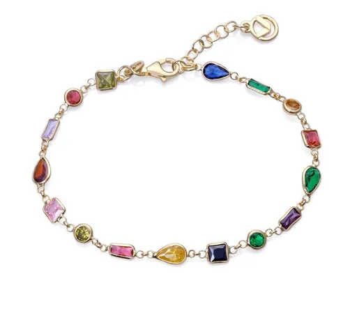 Viceroy Hravý pozlacený náramek s barevnými zirkony Elegant 1342P100-39