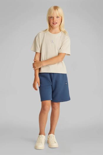 Detské bavlnené tričko Calvin Klein Jeans béžová farba, IG0IG02136