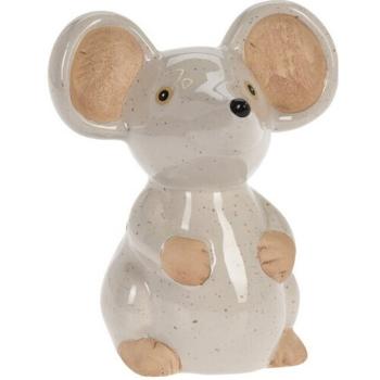 Decorațiune de grădină Mouse alb, 13 x 15,5 x 10 cm, porțelan