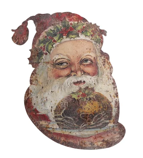 Vánoční kovová nástěnná dekorace Santa Vintage - 39*1,5*50 cm 52062700