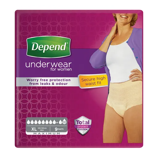 Depend Maximum pro ženy XL natahovací kalhotky vyšší pas 9 ks