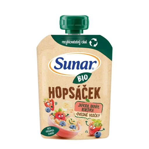 Sunar BIO Hopsáček Jahoda, banán, borůvka, oves kapsička 100 g