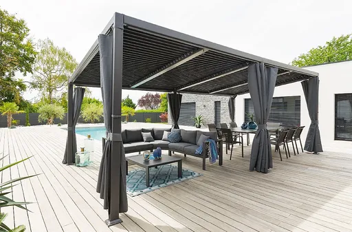 DEOKORK Zahradní hliníkový altán LUXURY 6x3,5 m (grafit)